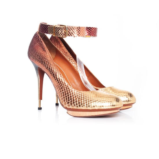 Lanvin Metallic pytonfärgade pumps med ankelrem - Image 6
