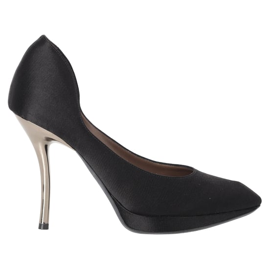 Lanvin Pumps met spitse neus en plateauzool in zwart satijn - Image 1