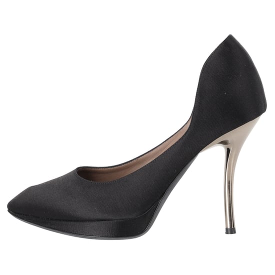 Lanvin Pumps met spitse neus en plateauzool in zwart satijn - Image 2
