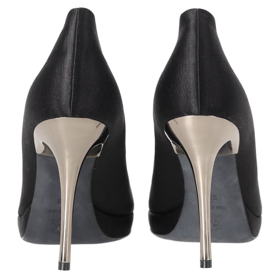 Lanvin Pumps met spitse neus en plateauzool in zwart satijn - Image 3