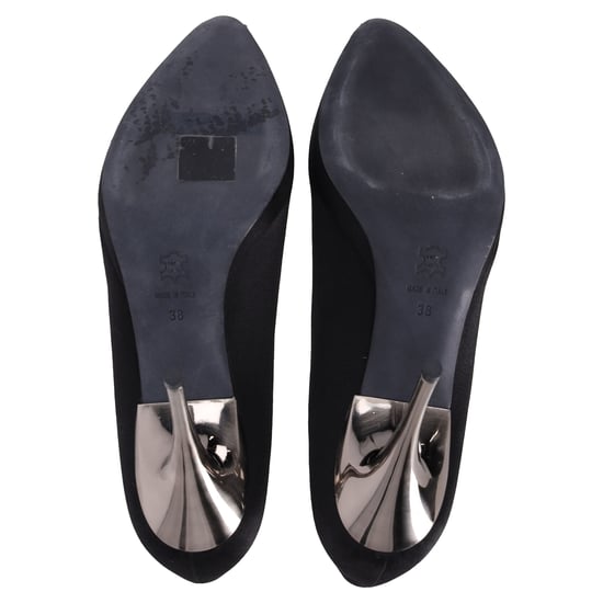 Lanvin Pumps met spitse neus en plateauzool in zwart satijn - Image 5