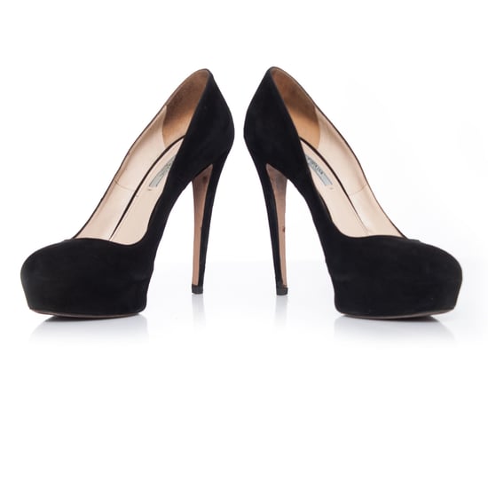 Prada zwarte suède plateau pumps. - Image 4