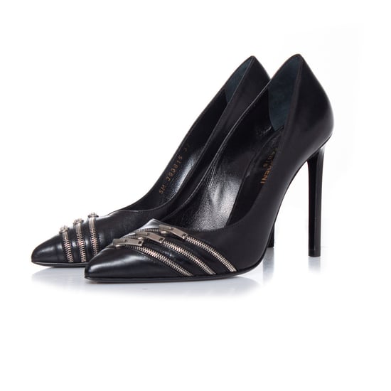 Saint Laurent Zwarte leren pumps met rits - Image 1