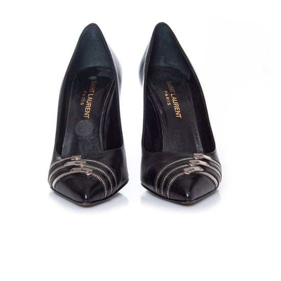 Saint Laurent Zwarte leren pumps met rits - Image 3