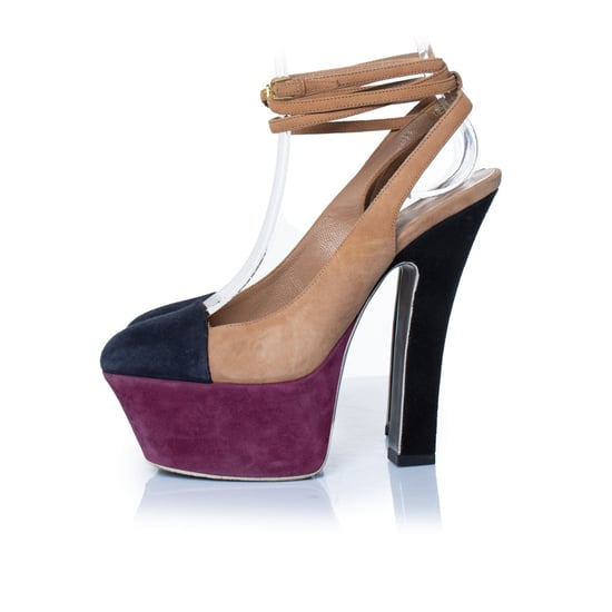 Yves Saint Laurent tricolor suede platform pumps - Image 2