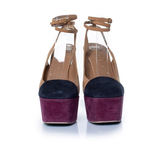 Yves Saint Laurent tricolor suede platform pumps - Image 3