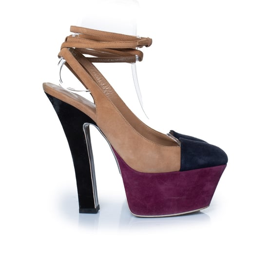 Yves Saint Laurent tricolor suede platform pumps - Image 5