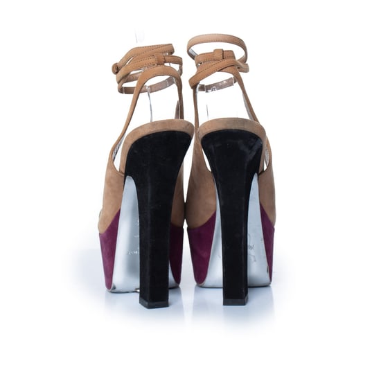 Yves Saint Laurent tricolor suede platform pumps - Image 6