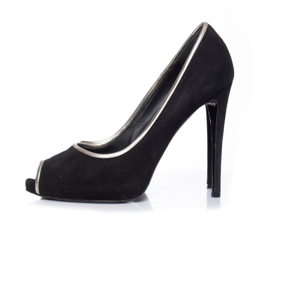 Giuseppe Zanotti Svarta pumps i mocka med peep toe-motiv - Image 2