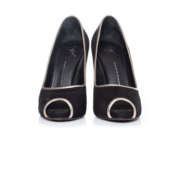 Giuseppe Zanotti Svarta pumps i mocka med peep toe-motiv - Image 4