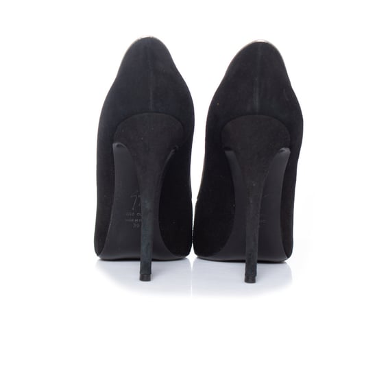 Giuseppe Zanotti Svarta pumps i mocka med peep toe-motiv - Image 6