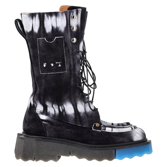 Off-White Tie Dye Sponzen Gevechtslaarzen in Zwart Suède - Image 1