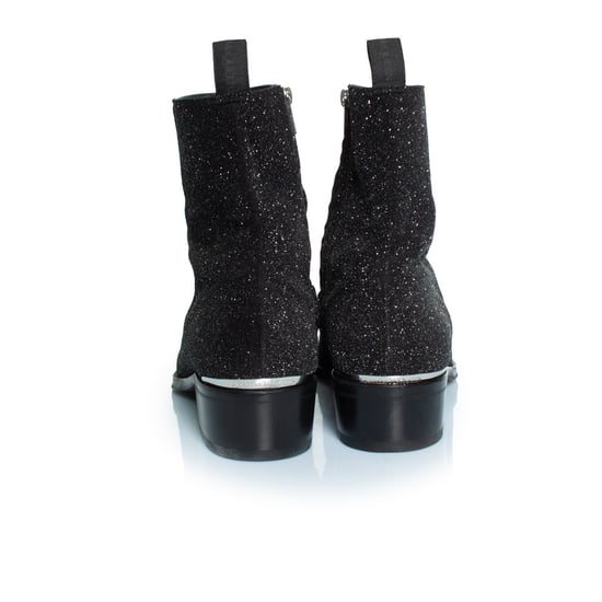 Alexander McQueen – Svarta ankelboots med glittermotiv - Image 3