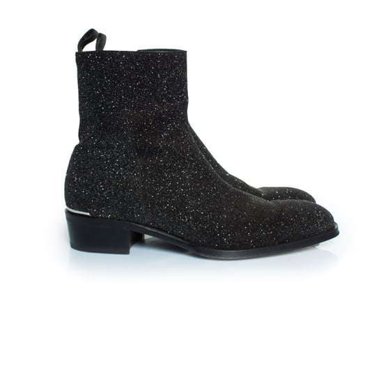 Alexander McQueen – Svarta ankelboots med glittermotiv - Image 4