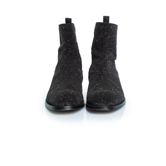 Alexander McQueen – Svarta ankelboots med glittermotiv - Image 5