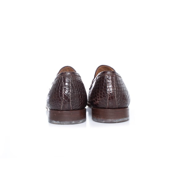 Santoni bruine alligatorleren penny loafers - Image 5