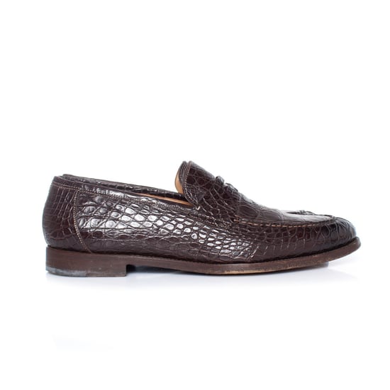 Santoni bruine alligatorleren penny loafers - Image 6