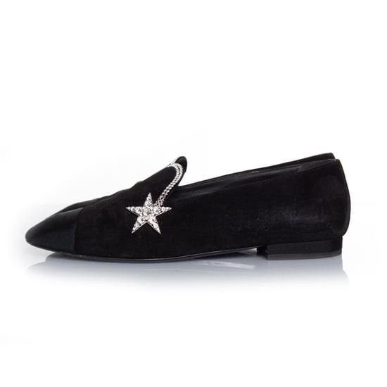 Chanel Zwarte suède komeetster loafer - Image 2