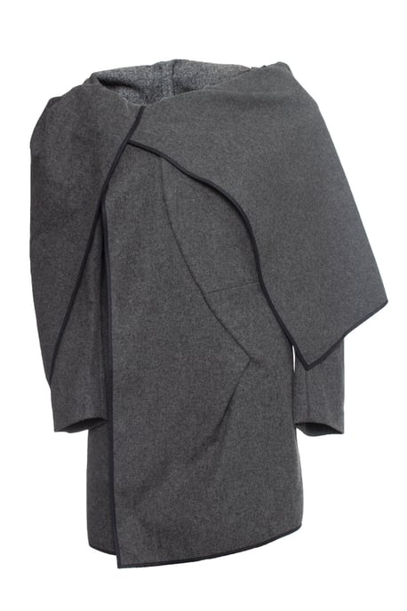 Comme des Garçons asymmetrisk kappa i grå ull - Image 1