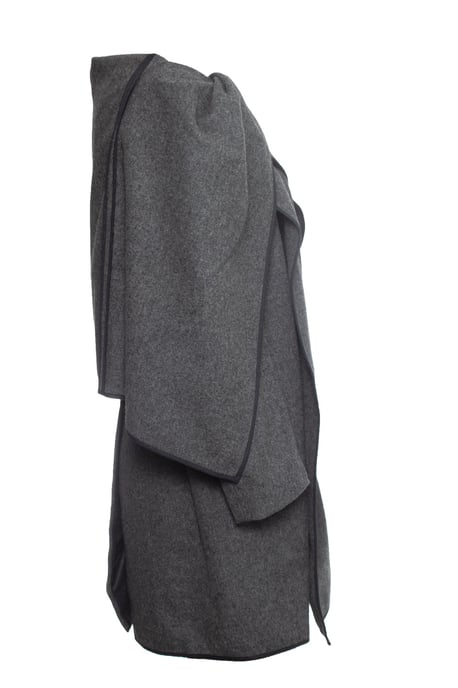 Comme des Garçons asymmetrisk kappa i grå ull - Image 4