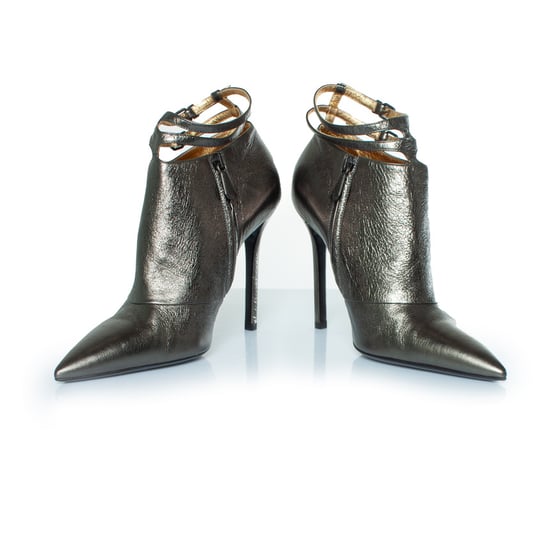 Bottega Veneta metallic leren enkellaarsjes - Image 4