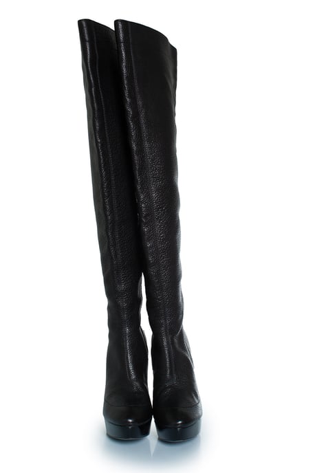 Zwarte leren overknee platformlaarzen van Burberry - Image 5