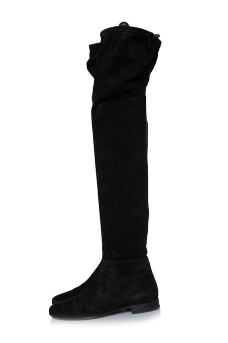 Jimmy Choo over knee Milan flat boots in black - Image 2