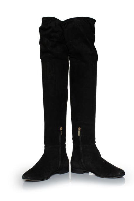 Jimmy Choo over knee Milan flat boots in black - Image 3