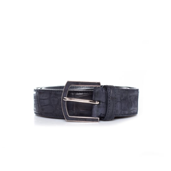Loro Piana Alligator bälte i blått läder - Image 5