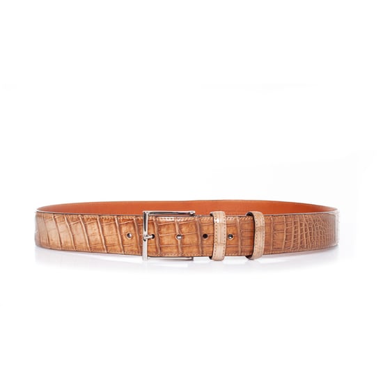 Santoni Alligator leren riem in bruin - Image 1