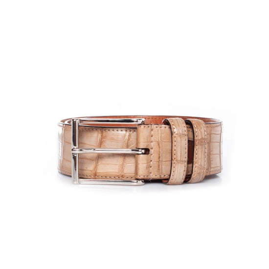 Santoni Alligator leren riem in bruin - Image 5