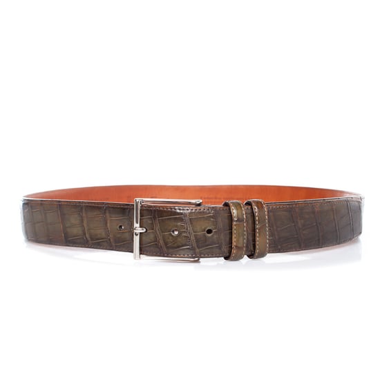 Santoni Alligator leren riem in olijfgroen - Image 1