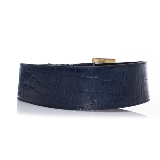 Gianni Versace Blått midjebälte i läder med krokodilprägling - Image 2