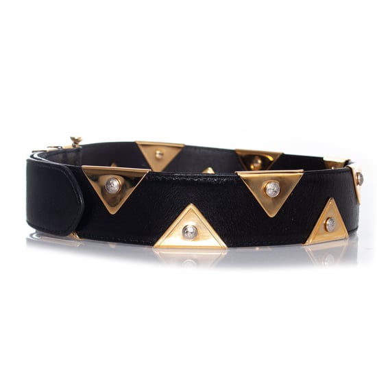 Gianni Versace Läderbälte med guldfärgade triangelapplikationer - Image 4