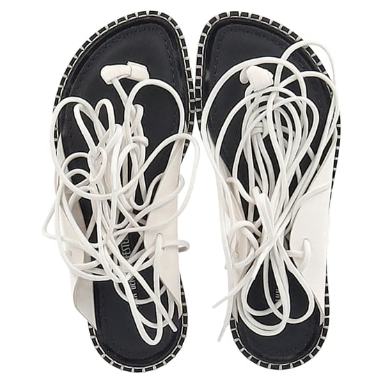 Ann Demeulemeester Zelfbindende Platte Sandalen in Wit Leer - Image 3