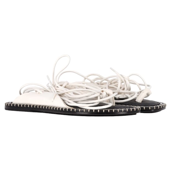 Ann Demeulemeester Zelfbindende Platte Sandalen in Wit Leer - Image 4