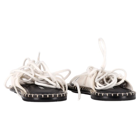 Ann Demeulemeester Zelfbindende Platte Sandalen in Wit Leer - Image 5