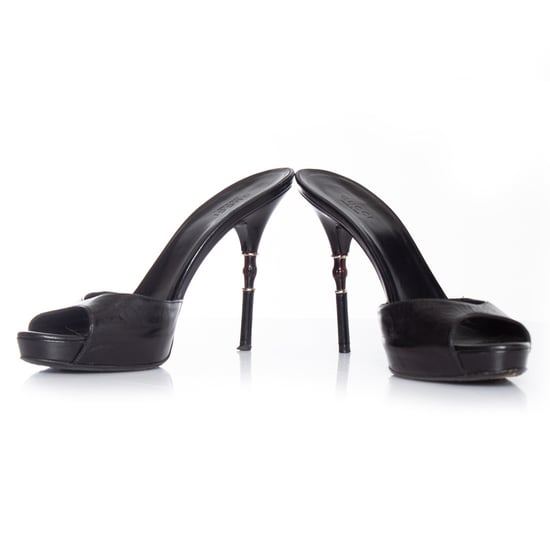 Gucci Black leather mule sandal with bamboo heel - Image 3