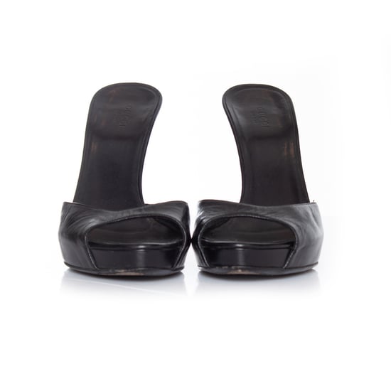 Gucci Black leather mule sandal with bamboo heel - Image 4