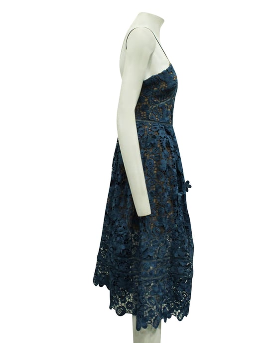 Blue Lace Cocktail Dress - Image 4