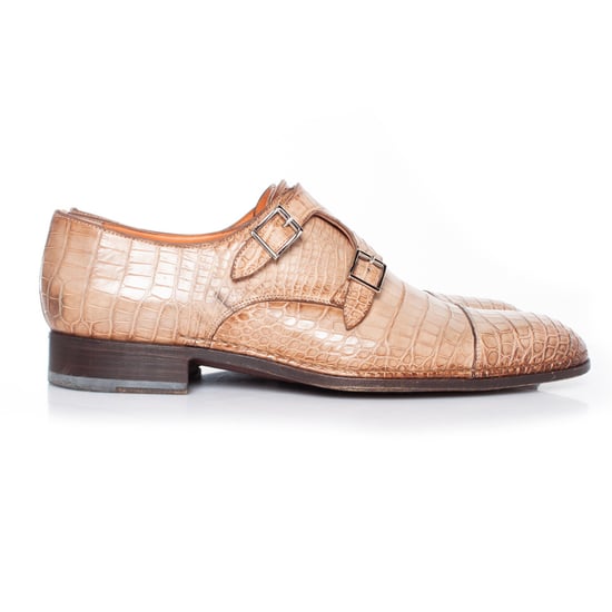 Santoni Double monk strap schoen in bruin alligatorleer - Image 5