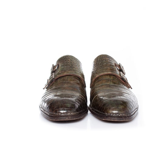 Santoni-skor i olivgrönt alligatorläder - Image 2
