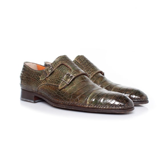 Santoni-skor i olivgrönt alligatorläder - Image 4