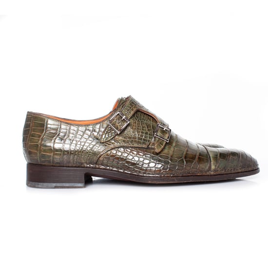 Santoni-skor i olivgrönt alligatorläder - Image 5
