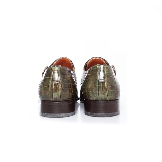 Santoni-skor i olivgrönt alligatorläder - Image 6