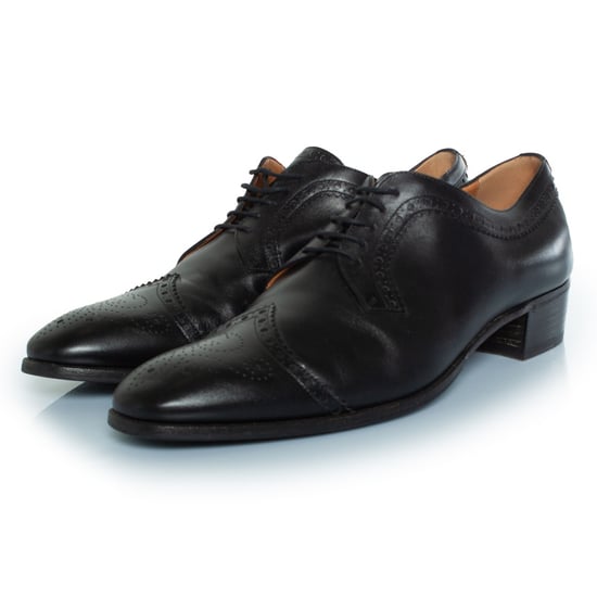 Gucci Lace up brocade with gold studded heel - Image 1