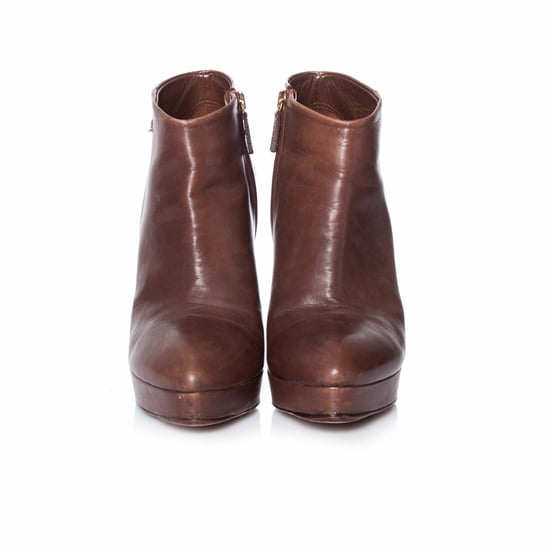 Gucci Bruine leren enkellaarsjes met plateauzool. - Image 3