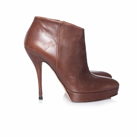 Gucci Bruine leren enkellaarsjes met plateauzool. - Image 4