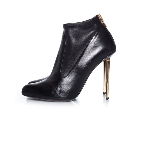 Tom Ford svarta guldfärgade stilettkängor. - Image 2