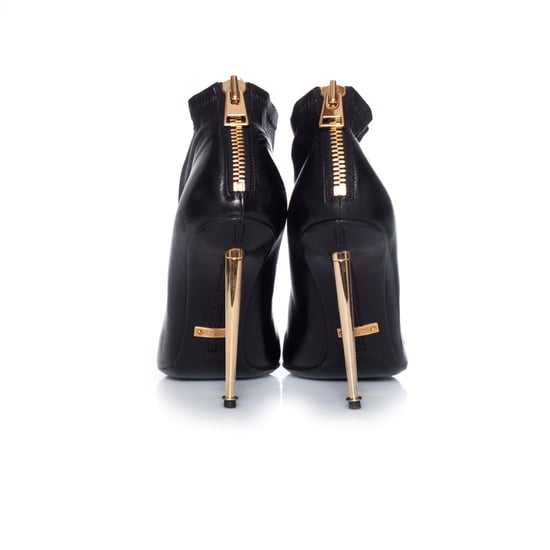 Tom Ford svarta guldfärgade stilettkängor. - Image 6